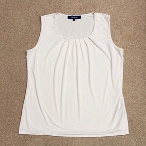 LeSuit Sleeveless Blouse Womens Large Creamy Ivory Pleated Career Elegant Drape